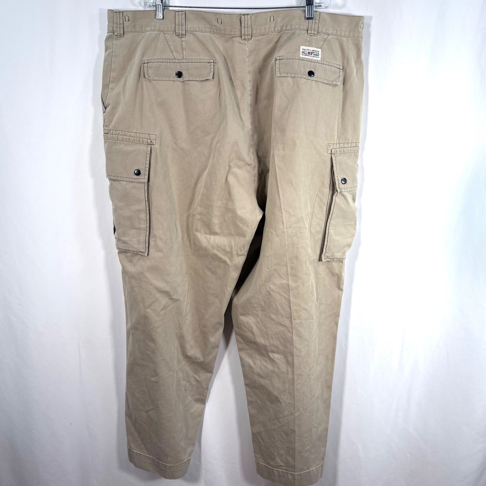 Polo Ralph Lauren Cargo Pants Tan Khaki Cotton Chino Utility Mens 46x30 VTG 90s - Picture 4 of 16